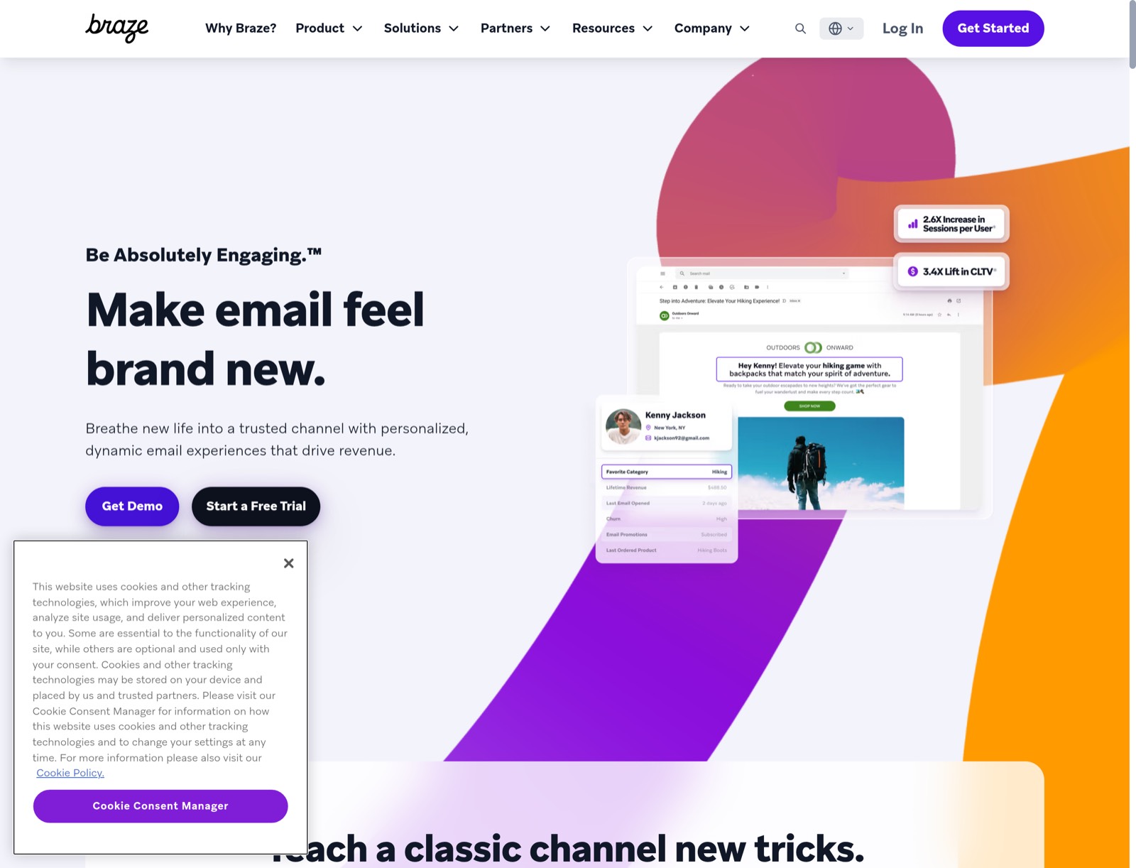 Desktop view of the email product page reached from the ad