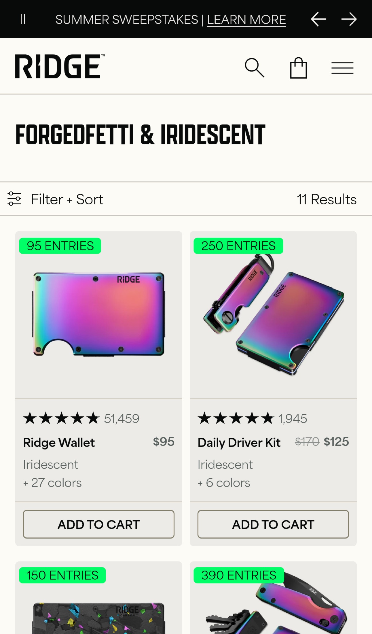Exact mobile destination for the Forgedfetti and Iridescent collection