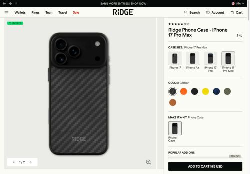 Exact paid destination opening on the Ridge Phone Case for iPhone 17 Pro Max