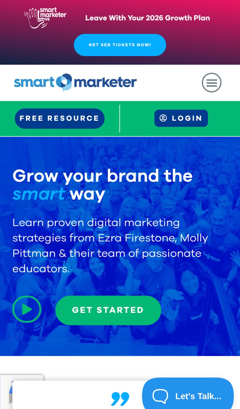 The live Smart Marketer mobile destination