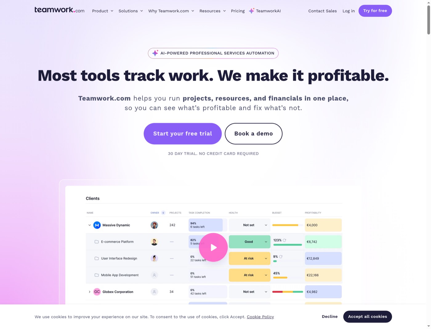 Desktop view of the paid destination and its opening actions